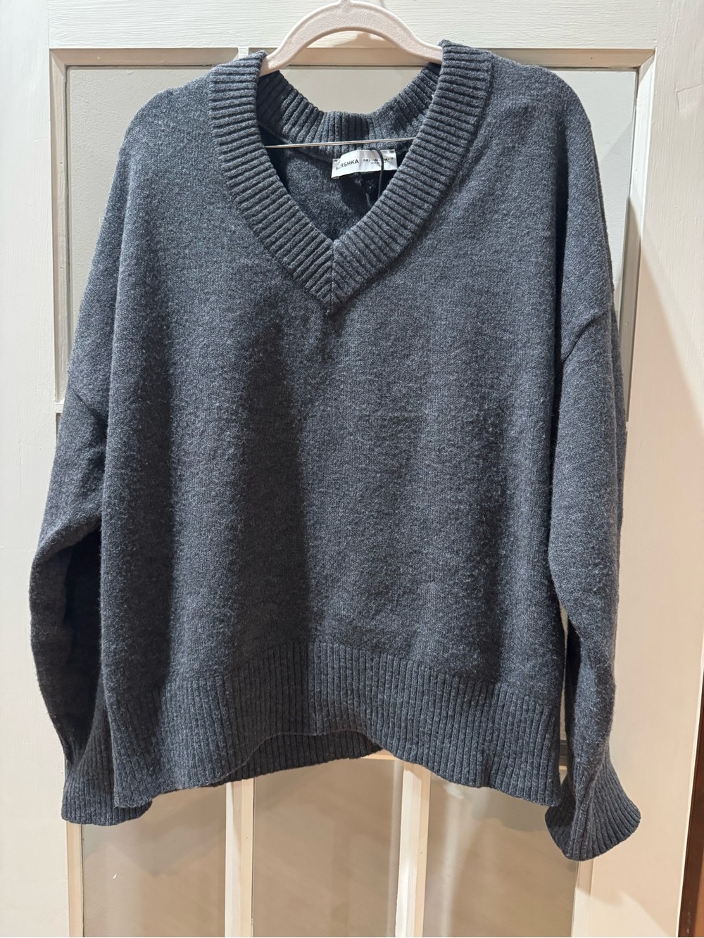 Bershka Dark Gray V-Neck Sweater